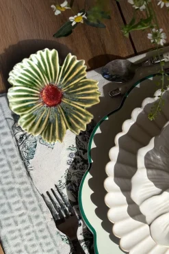 Cristina Oria Platos Y Bajoplatos^Plato Con Diseño De Flor Verde Pequeño