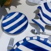 Cristina Oria Platos Y Bajoplatos^Plato De Pan De Cerámica Con Diseño De Rayas Azules