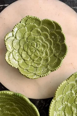 Cristina Oria Platos Y Bajoplatos^Plato De Pan Flor Verde En Relieve