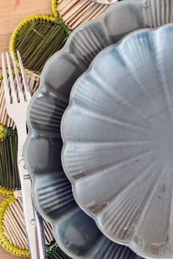 Cristina Oria Platos Y Bajoplatos^Plato De Postre De Cerámica Flor Gris