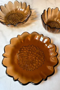 Cristina Oria Platos Y Bajoplatos^Plato De Postre De Cristal Con Diseño De Flor Irregular Ámbar