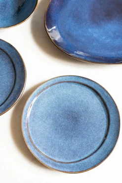 Cristina Oria Platos Y Bajoplatos^Plato De Postre De Gres Con Filo Envejecido