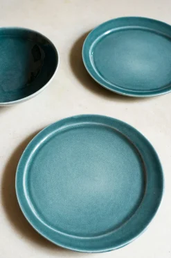 Cristina Oria Platos Y Bajoplatos^Plato De Postre De Gres Con Filo Envejecido