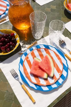 Cristina Oria Platos Y Bajoplatos^Plato De Postre De Melamina Rayas Naranjas