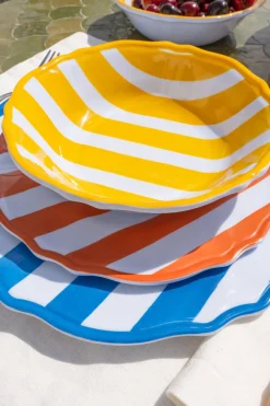 Cristina Oria Platos Y Bajoplatos^Plato De Postre De Melamina Rayas Naranjas