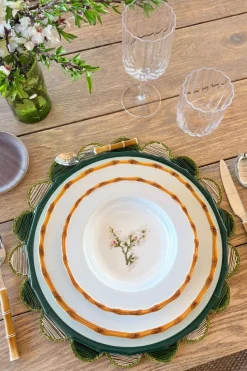 Cristina Oria Platos Y Bajoplatos^Plato De Postre Diseño Bambú & Flor Almendro