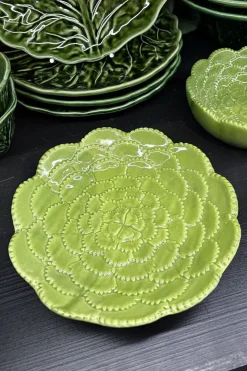 Cristina Oria Platos Y Bajoplatos^Plato De Postre Flor Verde En Relieve