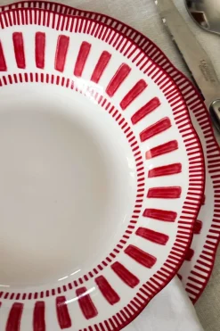 Cristina Oria Platos Y Bajoplatos^Plato Hondo Con Diseño Rojo Y Blanco
