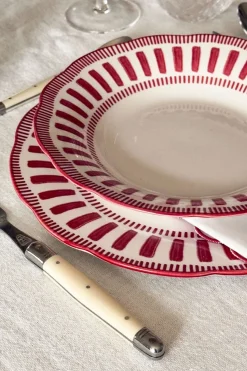 Cristina Oria Platos Y Bajoplatos^Plato Hondo Con Diseño Rojo Y Blanco