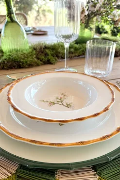 Cristina Oria Platos Y Bajoplatos^Plato Hondo Diseño Bambú & Flor Almendro