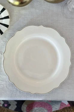 Cristina Oria Platos Y Bajoplatos^Plato Llano Blanco Con Filo Dorado