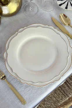 Cristina Oria Platos Y Bajoplatos^Plato Llano Blanco Con Filo Dorado
