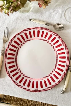 Cristina Oria Platos Y Bajoplatos^Plato Llano Con Diseño Rojo Y Blanco