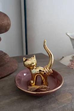 Cristina Oria Joyeros, Carteras Y Fundas|Piezas Decorativas^Porta Anillos Gato Dorado