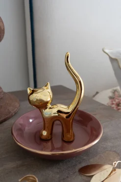 Cristina Oria Joyeros, Carteras Y Fundas|Piezas Decorativas^Porta Anillos Gato Dorado