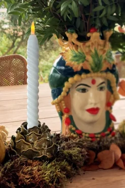 Cristina Oria Candelabros Y Portavelas^Portavelas Artesanal Con Diseño De Alcachofa Verde 8,5 Cm