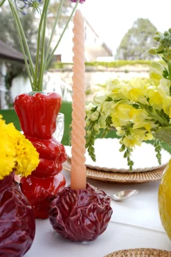 Cristina Oria Candelabros Y Portavelas^Portavelas Con Diseño De Col Granate