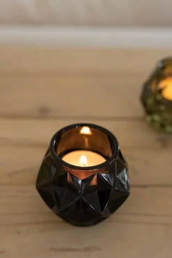 Cristina Oria Candelabros Y Portavelas^Portavelas Con Diseño De Diamante Negro