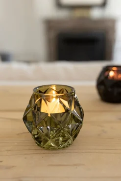 Cristina Oria Candelabros Y Portavelas^Portavelas Con Diseño De Diamante Verde