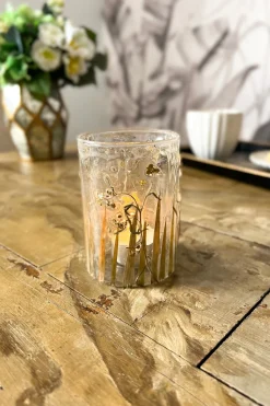 Cristina Oria Candelabros Y Portavelas^Portavelas Cristal Con Hojas Y Flores