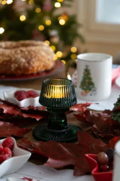 Cristina Oria Candelabros Y Portavelas^Portavelas De Cristal Con Tapa Con Diseño De Árbol Verde