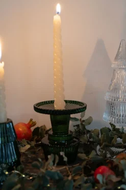 Cristina Oria Candelabros Y Portavelas^Portavelas De Cristal Con Tapa Con Diseño De Árbol Verde