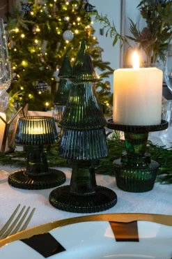 Cristina Oria Candelabros Y Portavelas^Portavelas De Cristal Con Tapa Con Diseño De Árbol Verde