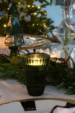 Cristina Oria Candelabros Y Portavelas^Portavelas De Cristal Con Diseño De Árbol Verde