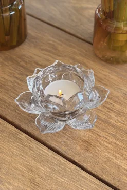 Cristina Oria Candelabros Y Portavelas^Portavelas De Cristal Con Diseño De Flor Transparente