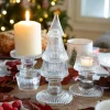 Cristina Oria Candelabros Y Portavelas^Portavelas De Cristal Con Tapa Con Diseño De Árbol Transparente