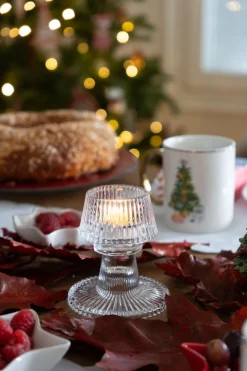 Cristina Oria Candelabros Y Portavelas^Portavelas De Cristal Con Tapa Con Diseño De Árbol Transparente