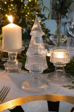 Cristina Oria Candelabros Y Portavelas^Portavelas De Cristal Con Tapa Con Diseño De Árbol Transparente