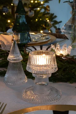 Cristina Oria Candelabros Y Portavelas^Portavelas De Cristal Con Tapa Con Diseño De Árbol Transparente