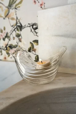 Cristina Oria Piezas Decorativas|Candelabros Y Portavelas^Portavelas De Cristal Con Diseño De Pájaro