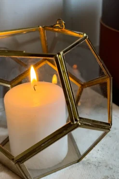 Cristina Oria Piezas Decorativas|Candelabros Y Portavelas^Portavelas De Cristal Dorado Con Diseño De Esfera Mediano