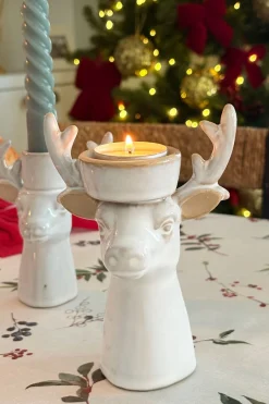 Cristina Oria Candelabros Y Portavelas^Portavelas De Porcelana Con Diseño De Ciervo Grande