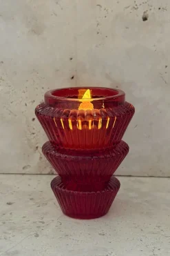 Cristina Oria Candelabros Y Portavelas^Portavelas Mini De Cristal Con Diseño De Árbol Rojo