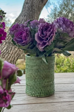 Cristina Oria Jarrones, Floreros Y Maceteros|Gadgets De Vino^Posa-Botellas De Ratán Verde