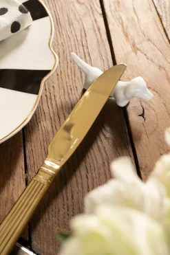 Cristina Oria Accesorios De Mesa^Posacubiertos Con Diseño De Perro De Porcelana Blanca