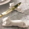Cristina Oria Accesorios De Mesa^Posacubiertos Con Diseño De Gato De Porcelana Blanca