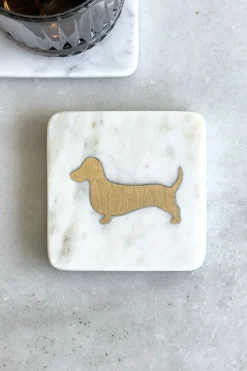 Cristina Oria Posavasos Y Servilleteros^Posavasos Cuadrado De Mármol Blanco Diseño Teckel