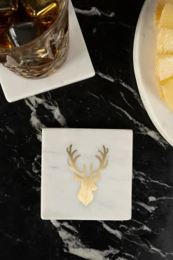 Cristina Oria Posavasos Y Servilleteros^Posavasos De Mármol Con Diseño De Ciervo