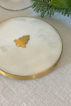 Cristina Oria Posavasos Y Servilleteros^Posavasos Mármol Blanco Con Figura De Árbol