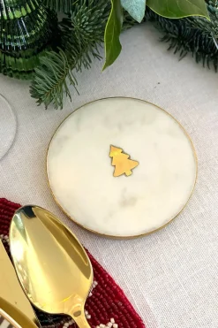 Cristina Oria Posavasos Y Servilleteros^Posavasos Mármol Blanco Con Figura De Árbol