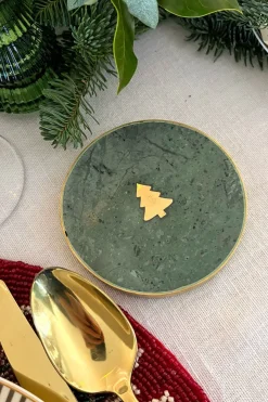 Cristina Oria Posavasos Y Servilleteros^Posavasos Mármol Verde Con Figura De Árbol