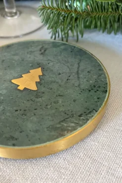 Cristina Oria Posavasos Y Servilleteros^Posavasos Mármol Verde Con Figura De Árbol