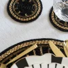 Cristina Oria Posavasos Y Servilleteros^Posavasos Negro Con Detalles Dorados Bordado Con Cuentas