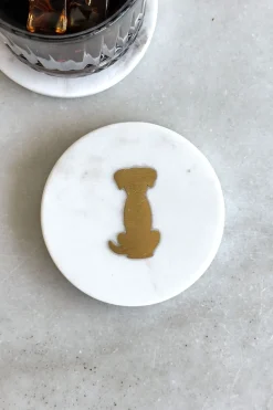 Cristina Oria Posavasos Y Servilleteros^Posavasos Redondo De Mármol Blanco Diseño Teckel