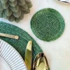 Cristina Oria Posavasos Y Servilleteros^Posavasos Verde Bordado Con Cuentas