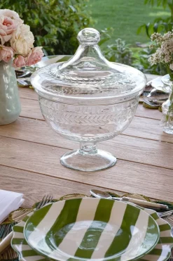 Cristina Oria Piezas Decorativas^Recipiente Con Tapa Cristal Tallado